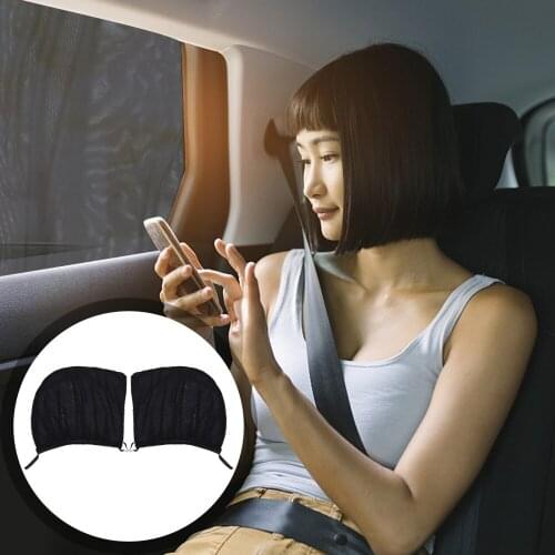 2Pcs UV Protection Car Window Shade Black Breathable Rear Window Sunshades
