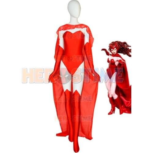 2019 Sexy Scarlet Witch Cosplay Costume Female Super Spandex Cosplay Zentai Suit Halloween costume for woman