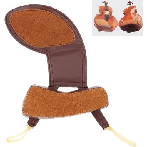 3/4-4/4 Sheepskin Soft Violin Chin Rest & Shoulder Pad Violin Accessories Brown Color covered with smooth surface