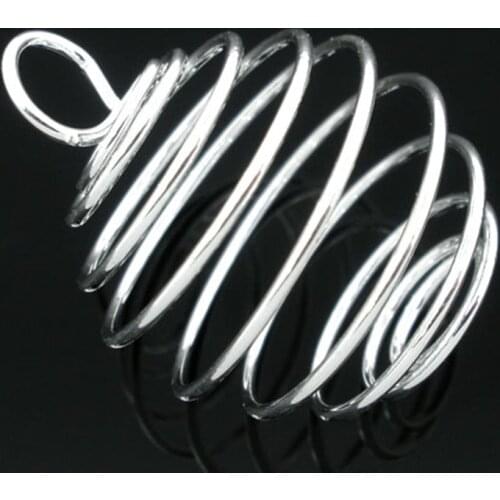 8Seasons Metal Spiral Bead Cages Pendants Lantern Silver Plated Charms DIY Making Jewelry Gifts 29mm x25mm - 27mm x24mm, 20 PCs