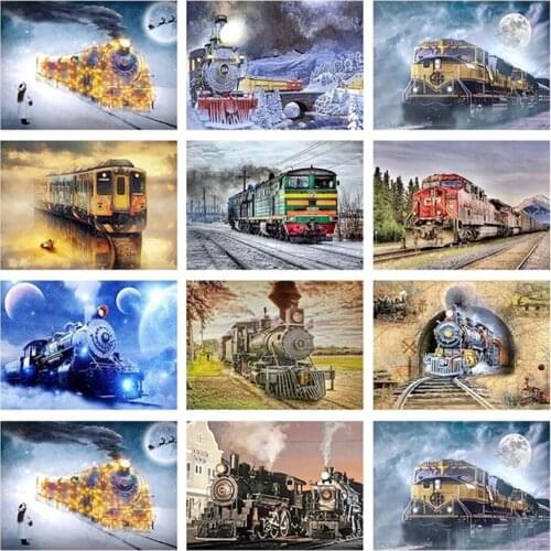 Uone Diamond Painting Aлмазная Mозаика Genshin DIY Cross Stitch Train Landscape Embroidery Rhinestone KidsMystery Box Home Decor