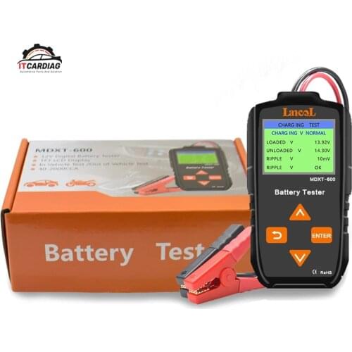 Battery Tester12V Car Battery Tester MDXT600 TFT LCD Screen40-2000CCA Automotive Alternator Tester Digital Auto Battery Analyzer