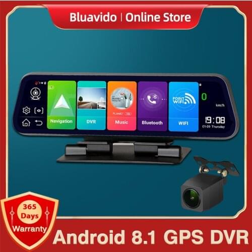Bluavido ADAS 10" 4G IPS Car DVR Camera Mirror Dash Cam Wifi GPS Naivgation Full HD 1920x1080 Rear View Dashcam Night Vision