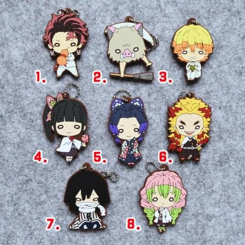 Demon Slayer: Kimetsu no Yaiba original Japanese anime figure rubber Silicone mobile phone charms key chain strap keyring