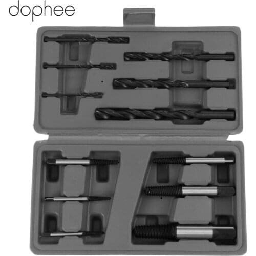Dophee Steel Broken Damaged Screw Extractor Drill Bit Guide Set with Drills Broken Bolt Nut Stud Remover Tool Easy Out Set 12PCS