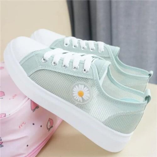 Summer canvas shoes for women lace casual walking shoe breathable and comfortable leather uppers tennis white and black sneaker