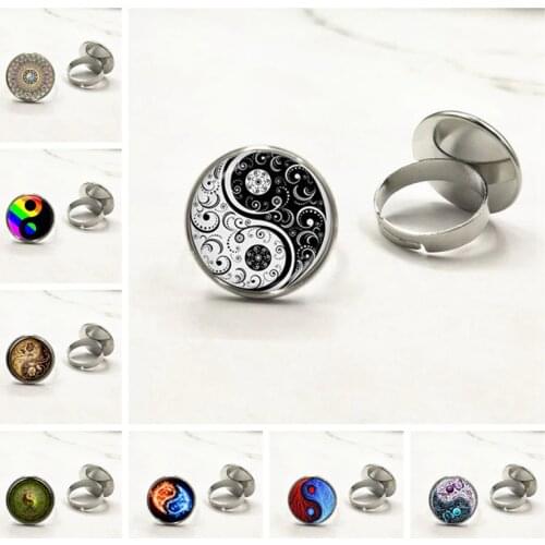 Trendy yin yang jewelry mandala Ringnecklaces 1Pcs henna yoga Ring om symbol buddhism zen handmade India style Ring