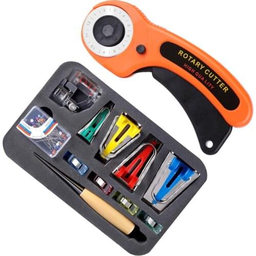 LMDZ Bias Tape Makers Set - Sewing Fabric Bias Tape Making Kit, Bias Tape Maker Tool 4 Sizes with Binder Foot, Quilting Clips