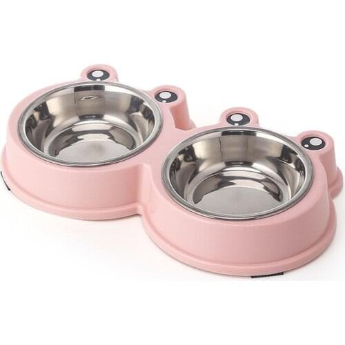 Pet Bowls Double Dog Food Water Feeder Stainless Steel Cat Puppy Feeding Supplies Pet Drinking Dish Feeder Dog Accessories