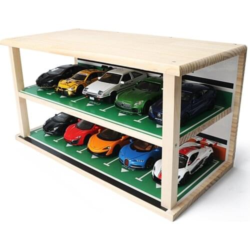 1:32 high simulation car model parking lot display cabinet solid wood manual parking garage scene display for children gifts