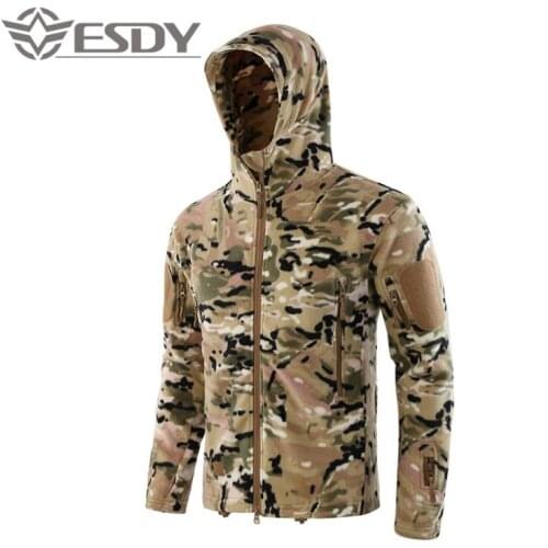 Mens Autumn Winter Warm Fleece Tactical Jacket Outdoors Camping Hiking Trekking Hunting Fishing Male Sports Camouflage Coat