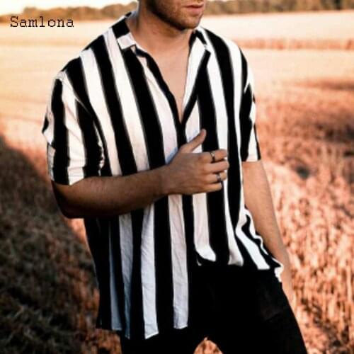 Mens Fashion 2020 Summer Tops Clothes Shirt Short Sleeves Plus Size 3xl Casual Hawaiian Beach Cardigans Striped Shirt For Man