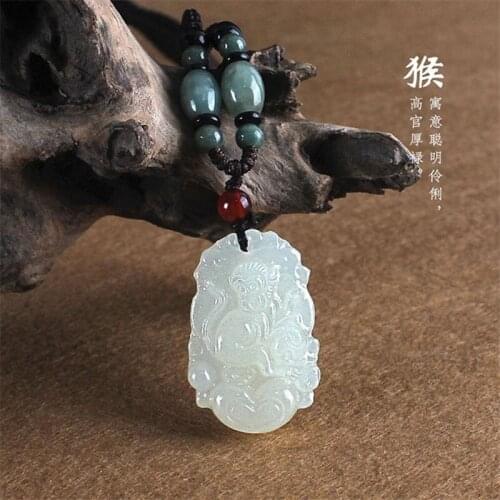 Natural Afghan White Jade Chinese Zodiac Pendant Man Woman Necklace Charm Jewellery Accessories Hand-Carved Luck Amulet