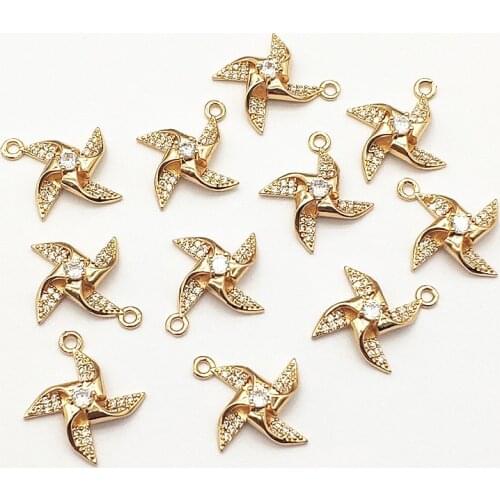 New Arrival! 20x18mm 50pcs Cubic Zirconia windmill Charm For Handmade Necklace Earring Parts DIY Accessories,Jewelry Findings