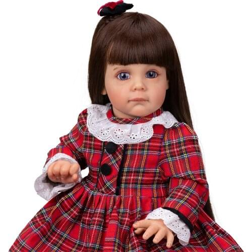 NPK 60CM Bebe Toddler Girl Maggie Reborn Doll with long hair Cuddly Little Girl Doll High Quality Gift for Children