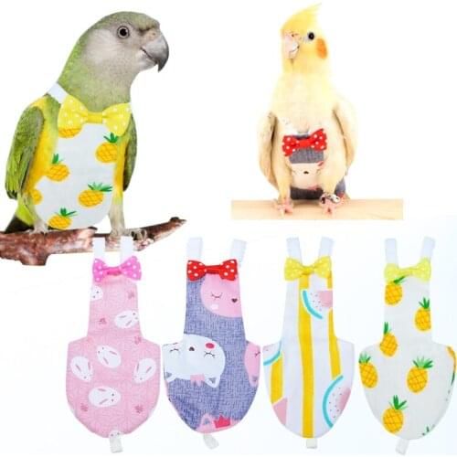 Parrot Diaper with Bowtie Cute Flight Suit Clothes Small Pet Pigeon Bird Clothes Washable Bird Droppings Pocket