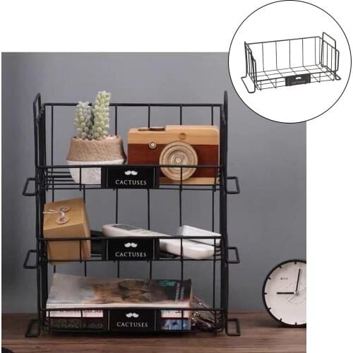 Wire Storage Basket, Small Metal Basket for Bathroom, Kitchen and Office, Stackable Kitchen Organiser with Handles, Black