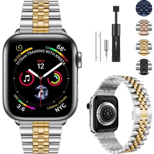 Five-row Metal Strap for Apple watch 6 5 4 SE band 44mm 40mm Stainless steel replacement strap for iwatch 3 2 1 42mm 38mm band