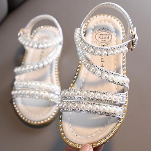 Rhinestone Pearl Sandals Summer Shoes Girl Sandals Kids Designer Shoes Children’s Sandals Child Open Toe Shoes 2021 Luxury Brand