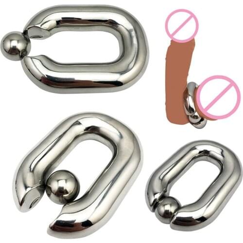 Sex Toys for Men Heavy Stainless Steel Ball Scrotum Stretcher Metal Penis Lock BDSM Bondage Cock Ring Delay Ejaculation Dildos