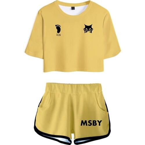 Be well received Hot Girl MSBY Young manga Sexy Two Pieces sets T-shirts shorts Pants Dew navel Sport Girls Short Sleeve Suits