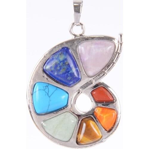 Spiral Shape Pendant Natural Stone 7 Chakra Necklaces & Pendants for Women Men Yoga Reiki Healing Bead Fashion Jewelry R678