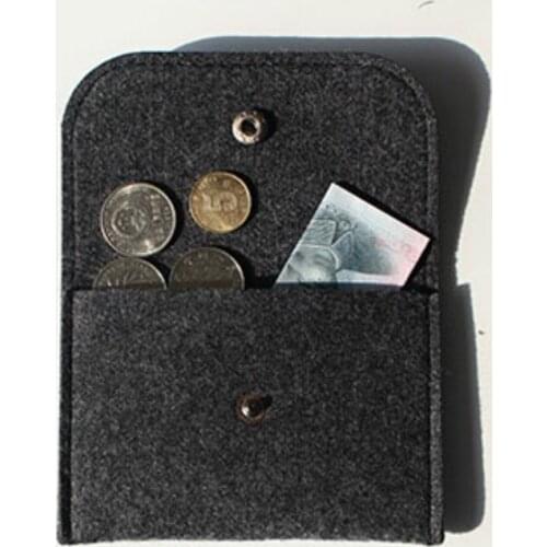 Thin Slim Pouch Solid Square Felt Mini Earbuds USB Coin Purse Small Money Change Bag Women Men Business Card Holder Gift
