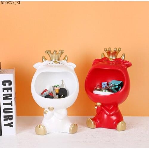 WDDSXXJSL Creative Cute Animal Sculpture Key Remote Control Storage Decoration Resin Crafts Home Living Room Resin Storage Decor