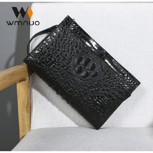 Wmnuo 2020 Clutches Bag Men Alligator Envelope Bag Hand Bag Cow Genuine Leather Wallet For Male Clutch Business Wristlets Hot