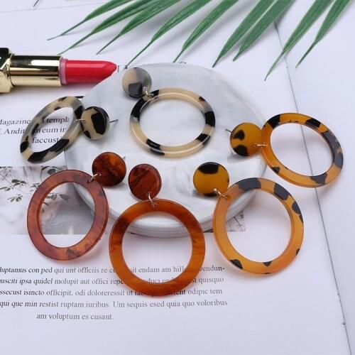 Large Statement Earrings 2019 Boho Jewelry Round Geometric Acrylic Earrings for Women Leopard Long Dangle Wedding Earrings EB485