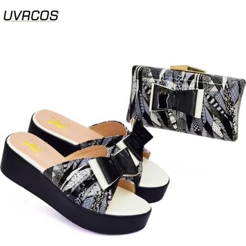 Silver Color Ladies with Matching Bag low Heels Italian Design Shoe and Bag Set for Party And Wedding African Shoes and Bag