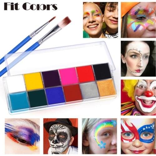 Face Body Painting Oil Waterproof Safe Kids Flash Tattoo Painting Art Halloween Party Makeup Dress Beauty Palette With Brush Kit