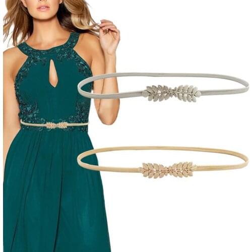 Fashion Elastic Belts For Women Gold Silver Flower Leaf Metal Woman Waist Belt Female Ladies Girl Belt For Dress Pasek Damski