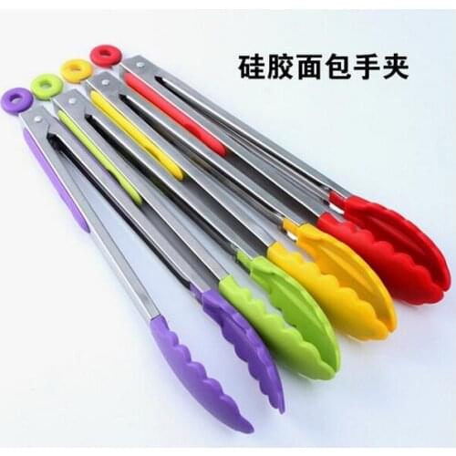 100pcs/lot, 12 inch High Quality silicone Food Vegetable Tongs BBQ Cooking Heat Protection Clips Kitchen Tongs For Food