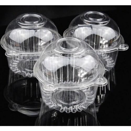 100pcs Clear Plastic Single Cupcake Cake Case Muffin Pod Dome Holder Box