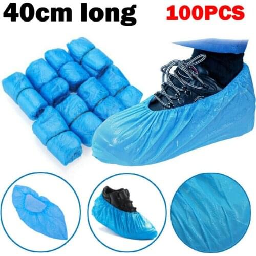 100Pcs Waterproof Disposable Shoe Covers Rainy Day Carpet Floor Non-Slip Water Protector Cleaning Shoe Cover Blue Overshoes