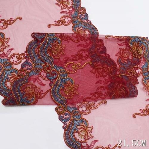 29Yards Diy Craft Mesh Red Lace Trim Two Sides Embroidered Tulle Lace Trim Sewing Fabric Clothing Accessories 21.5cm Width