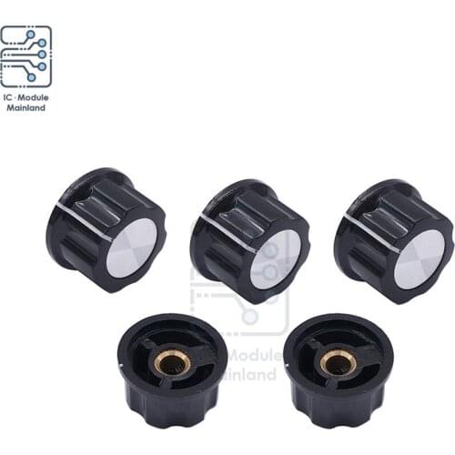 5PCS/Lot MF-A03 27x15mm 6mm Dia. Shaft Potentiometer Volume Control Rotary Knobs Silver Tone Top Switch Knob