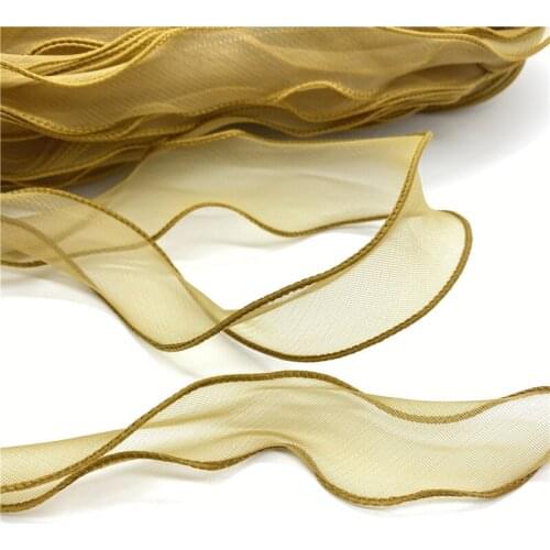 5Yards/Lot 30mm Wave Silk Organza Ribbon Bow Material For Hair Ornament Gift Wrapping Decoration Lace Ribbons #04