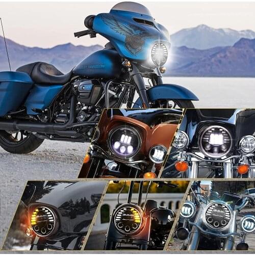 7 Inch LED Motorcycle Headlight for Harley Davidson Hi/Lo Beam Angel Eyes lamp Halo Headlight Turn Signal Ligths For Lada Niva