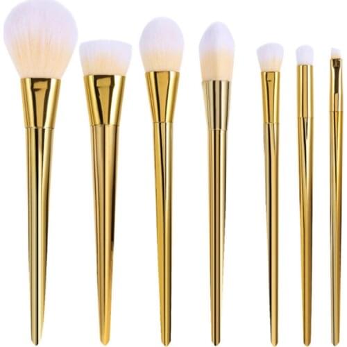 7pcs Makeup Brushes Set Rose Gold Silver Eyeshadow Eyebrow Foundation Powder Blending Cosmetic Brush Kit Beauty Make up Tools
