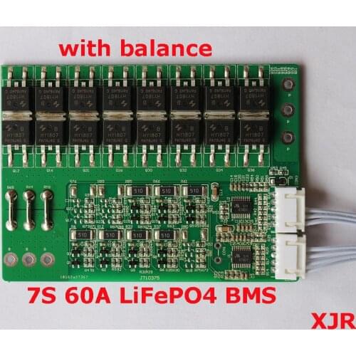 7S 60A LiFePO4 BMS/PCM/PCB battery protection board for 7 Packs 18650 Battery Cell w/ Balance