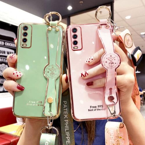 Wristband Holder Case For ViVo Y20S Case Shell For Vivo Y20i Cover Shockproof Case Y20 Y20i Y20s Fundas Luxury Strap