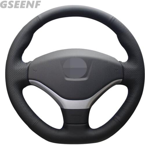 Car Steering Wheel Cover For Peugeot 308 2012-2014 Black Hand-stitched Artificial Leather DIY Steering Wheel Cover