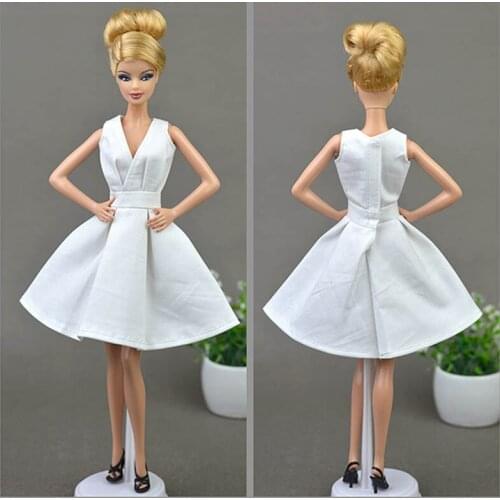 Pure White Elegant Handmade Unique Doll Dress For Barbie Doll Party Dresses Vestido Clothes For 1/6 BJD Doll Accessories Toy