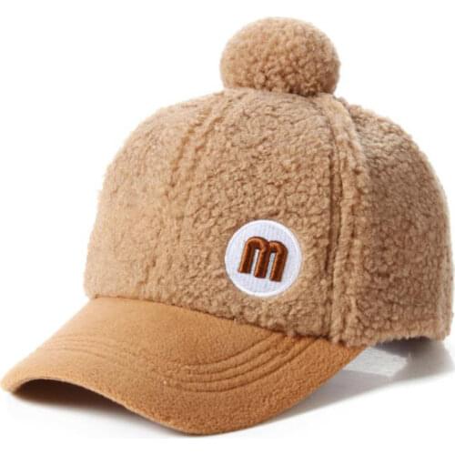 Doitbest Winter Child Baseball Cap 2 to 8 Years old Lamb wool M letter embroidery kids Hats Boy Girl Caps snapback hat