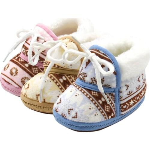 Cotton Padded Infant Baby Boys Girls Boots Soft Cute Baby Shoes Winter Warm Soft Baby Retro Printing Shoes Hot Sale