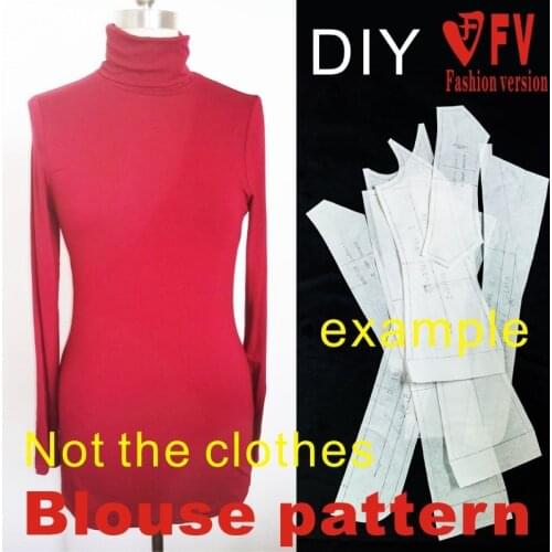 DIY handmade clothing cutting pattern to map custom womens bottoming T-shirt pattern 1:1BXS-3