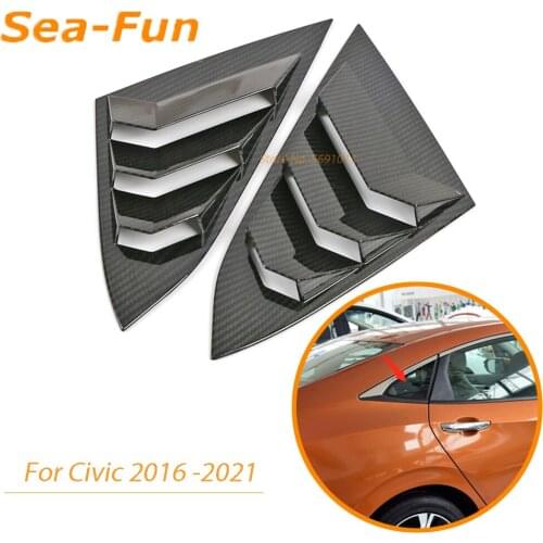 For Honda Civic 10th 2016 -2021 Rear Window Louver Spoiler Panel Side Deflector Blind Vent Trim Cover Sticker Car Accessories
