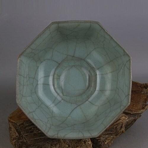 Antique SongDynasty porcelain bowl, Green glaze Octagon bowl,Hand-painted crafts,Collection&Adornment,Free shipping